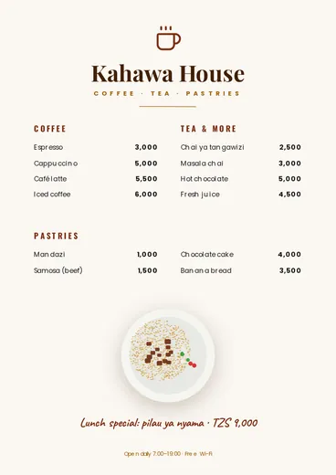 Café menu template