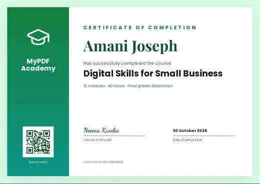 Course completion template