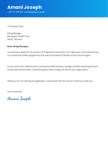 Cover letter template