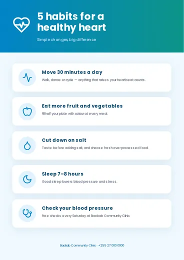 Health tips poster template