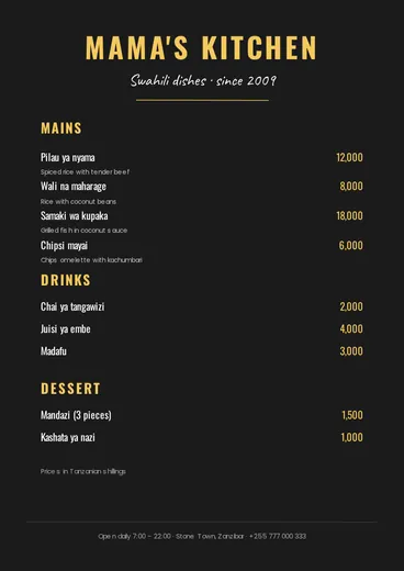 Restaurant menu template