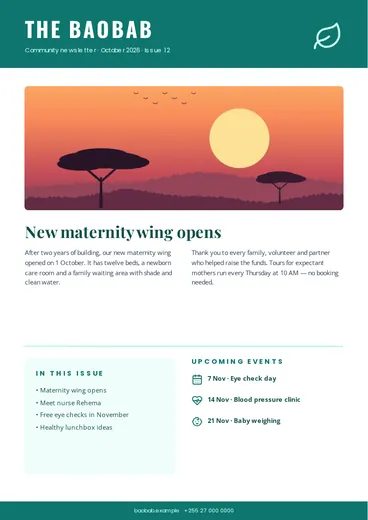Community newsletter template