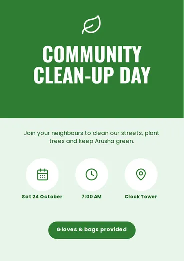 Community clean-up poster template