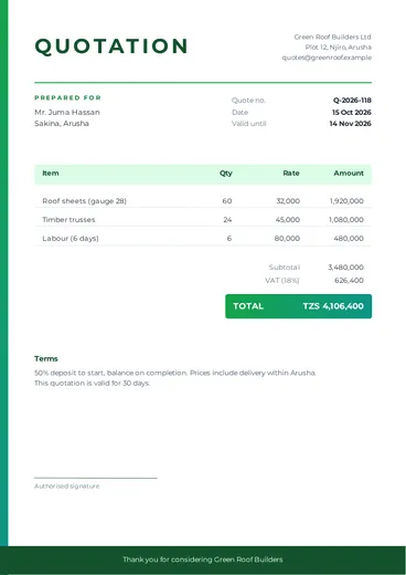 Quotation template
