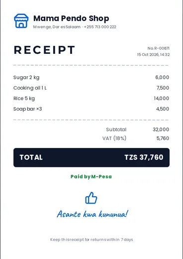 Sales receipt template